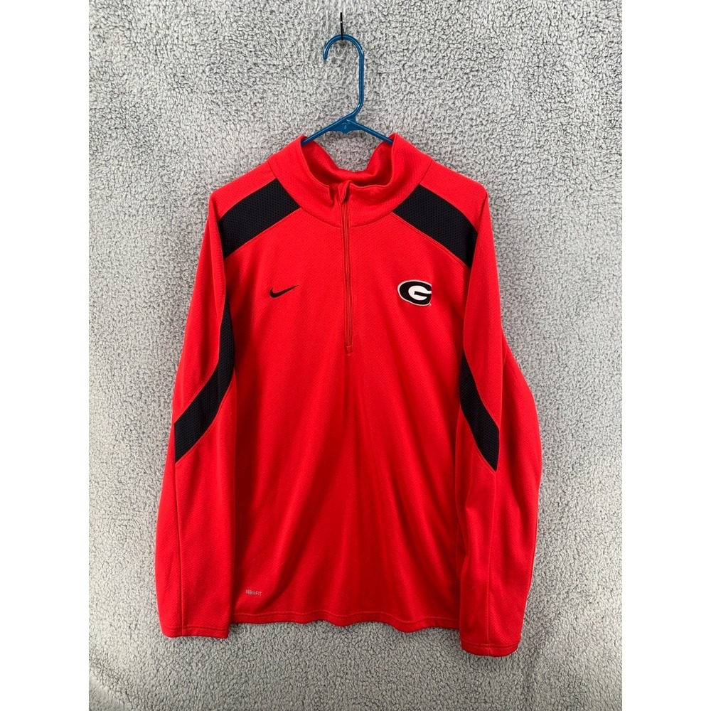 Nike Team Georgia Bulldogs Red Fit Dry Quarter Zip Pullover Mens XXL